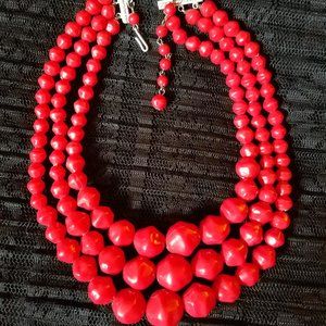 Unique statement red beaded choker necklace